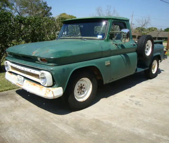 1966 CHEVROLET Chevy C20 STEPSIDE Green Pickup TRUCK Manual Stick