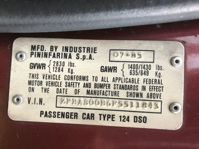 1985 5 Fiat Pininfarina Spider For Sale