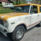 1969 white/yellow International Harvester Scout thumbnail