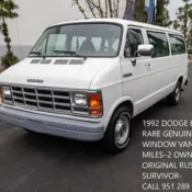 1992 Bright White Dodge Ram Van thumbnail